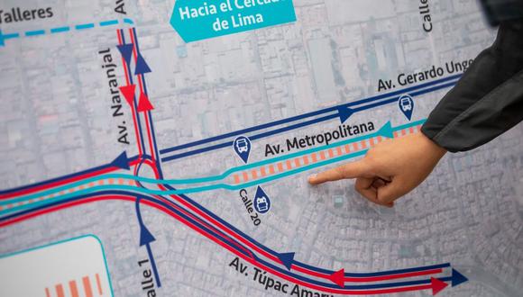 La restricción vehicular abarca el cierre de los carriles principales de la Av. Metropolitana –en ambos sentidos. (Foto: Municipalidad de Lima)