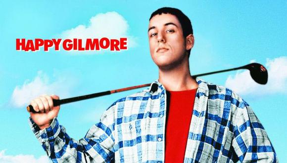 Un joven Adam Sandler en un afiche de la película "Happy Gilmore".