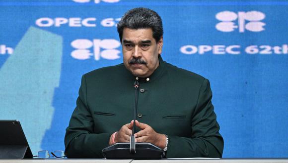El presidente de Venezuela, Nicolás Maduro, habla durante una reunión por el 62 aniversario de la Organización de Países Exportadores de Petróleo (OPEP) en el palacio presidencial de Miraflores en Caracas, el 14 de septiembre de 2022. (Foto de Federico PARRA / AFP)