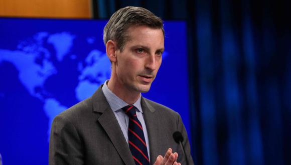 El portavoz del Departamento de Estado, Ned Price. (Foto: AFP / POOL / Nicholas Kamm).