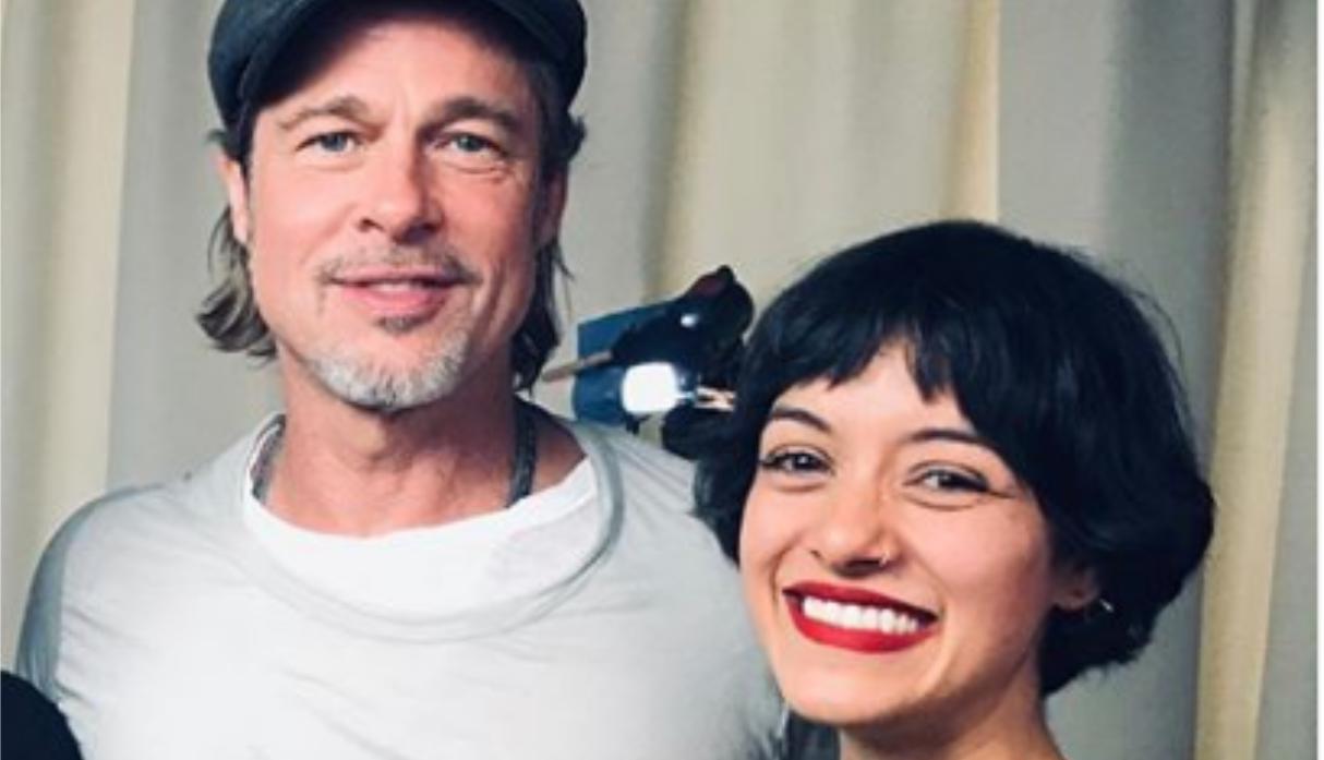 El actor estadounidense Brad Pitt conversó con la actriz peruana Jely Reátegui en México (Foto: AFP/@jelyreategui)