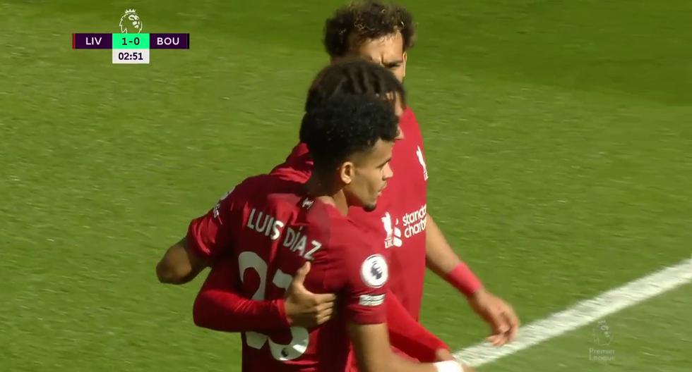 El colombiano anotó el primer gol de Liverpool ante Bournemouth en Anfield. (Foto: ESPN)