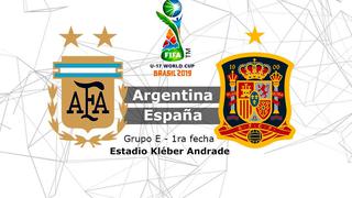 Argentina vs. España en vivo por el Mundial Sub 17 Brasil 2019: transmisión en directo
