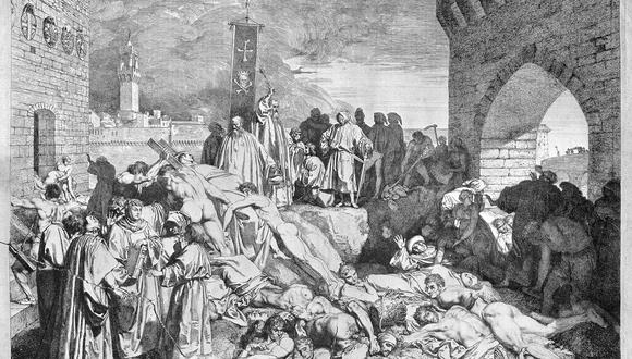 La plaga de Florencia en 1348, como se describe en el Decamerón de Boccaccio. Grabado de L. Sabatelli. (Imagen: Wikimedia Commons/Dominio público).