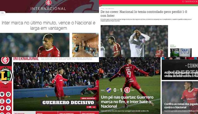 La reacción de la prensa por el gol de Paolo Guerrero y la victoria de Internacional en la Copa Libertadores. (Foto: Captura)