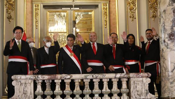 Pedro Castillo junto a su Gabinete Ministerial. (Foto: César Bueno / @photo.gec)