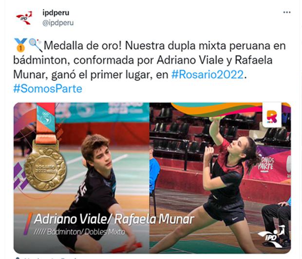 Adriano Viale y Rafaela Munar formaron una dupla para ganar una presea de oro.