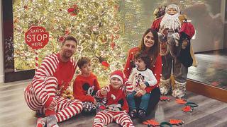 Lionel Messi y su colorida postal navideña junto a su esposa y menores hijos