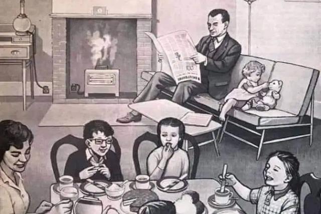 Un reto viral de Facebook pone a prueba la visión de los usuarios al pedirles que encuentren las diferencias en el dibujo de un retrato de una familia estadounidense de la década de 1950. (Foto: Isolation Nation en Facebook)