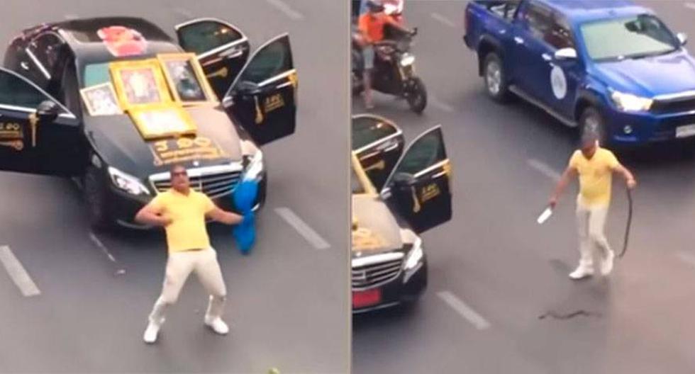 El sujeto causó pánico en una calle de Bangkok. (Foto: Captura de Youtube)