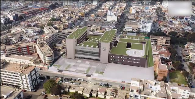 Imagen 3D de como lucirá la nueva infraestructura del hospital Nacional PNP, el cual contará con un helipuerto. (Imagen: Miniter)