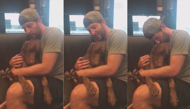 El video del popular cantante de música country Brett Eldredge haciendo dormir a su perro ha conmovido a todos en las redes sociales. (Facebook)
