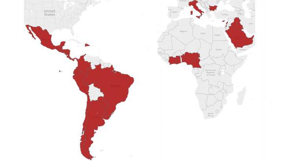 Mapa de países afectados. (Foto: Adaptive Mobile Security)