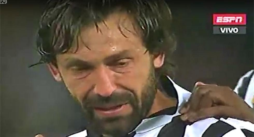 Andrea Pirlo lloró de forma desconsolada al perder la final de Champions League (Foto: Captura)