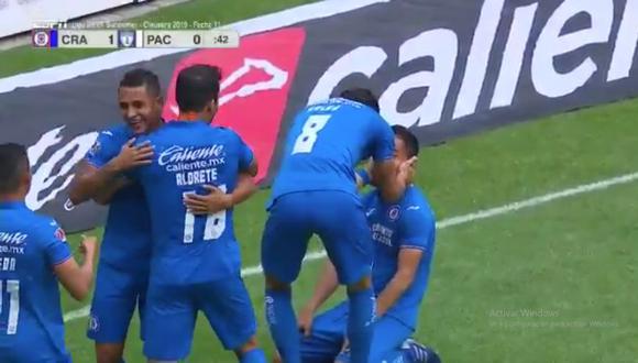 Rafael Baca fue el autor del 1-0 en el Cruz Azul vs. Pachuca por una nueva jornada de la Liga MX 2018-19 (Foto: captura de pantalla)