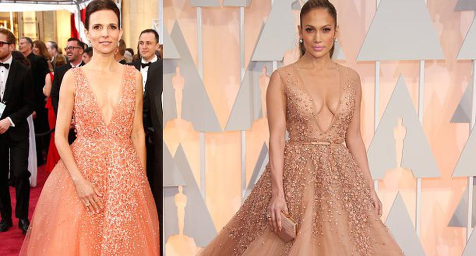 Jennifer López y Luciana Duvall con el mismo vestido en el Oscar. (Foto: Getty Images)