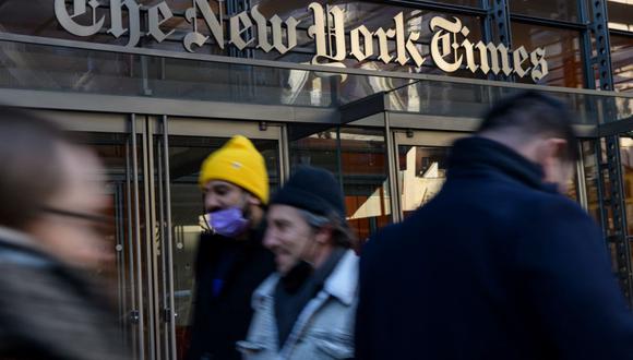 El edificio del New York Times en la ciudad de Nueva York el 1 de febrero de 2022. (ÁNGELA WEISS / AFP).
