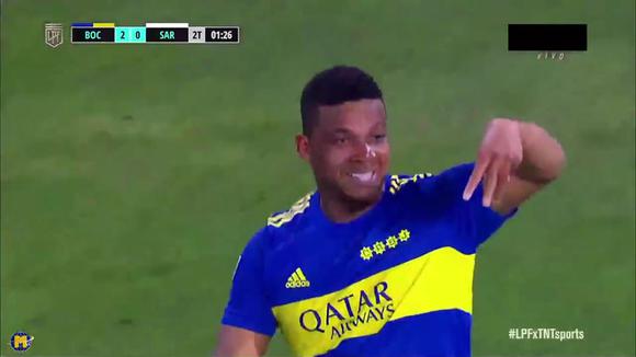Frank Fabra puso el 2-0 del Boca vs. Sarmiento por la Liga Proesional. (Video: TNT Sports)