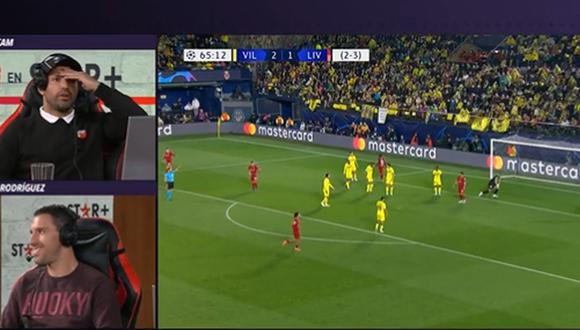 Sergio Kun Agüero reacciona en vivo a las jugadas Luis Díaz en Liverpool vs Villarreal. (Foto: Captura Star+)