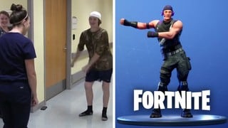 Celebra su alta retando a personal de hospital a bailar el 'floss' de Fortnite