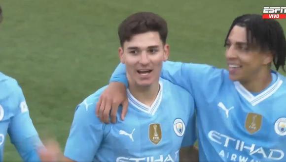 Julián Álvarez anotó el 2-0 de Manchester City vs. Huddersfield por FA Cup. (Foto: ESPN)