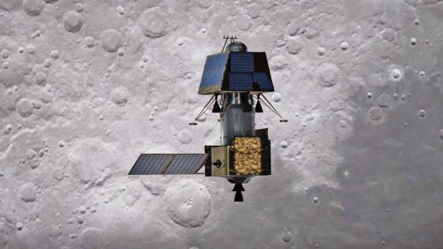 Chandrayaan 2 compuesto orbitando la luna antes de la separación del módulo de aterrizaje. Imagen: ISRO