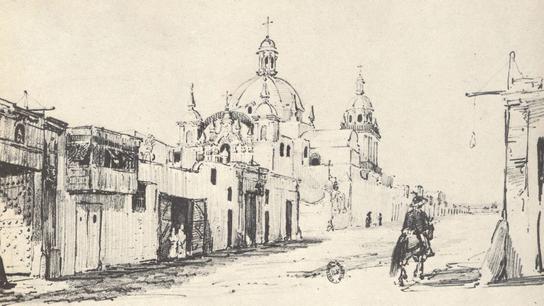 Grabado de la iglesia en el siglo XIX