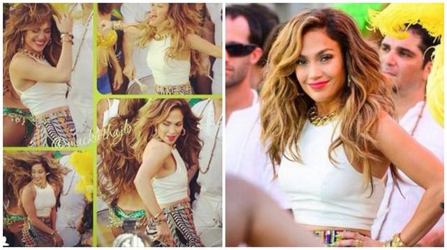 J.Lo y Pitbull filman video de la canción de Brasil 2014 - 1