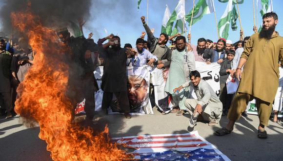 Una manifestación contra el presidente de Estados Unidos, Donald Trump, en Karachi, Pakistán. (AFP).