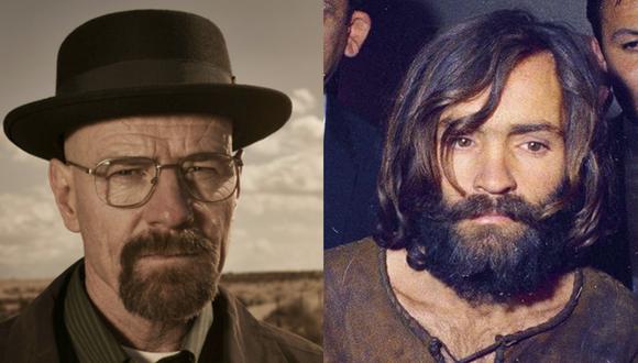 De izquierda a derecha Heisenberg, protagonista de la serie "Breaking Bad"; y Charles Manson, uno de los mayores criminales de la historia de Estados Unidos. Fotos: AMC/ Archivo.