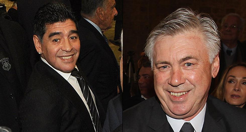 Diego Maradona y Carlo Ancelotti. (Foto: Getty Images)