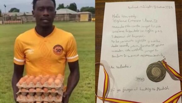 Un niño español tuvo un noble gesto con Kennedy Musonda, futbolista africano que fue premiado con jabas de huevos en un partido de fútbol. (Foto: (Foto: Facebook/Zambia Reports | Marca).