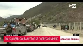 Cusco: Policía desbloquea 10 tramos interrumpidos del corredor minero