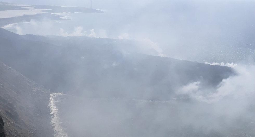El delta que ha ganado al mar el volcán de La Palma. (Foto: INVOLCAN).