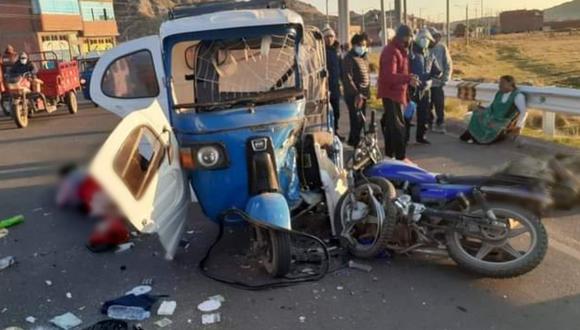 Puno: Tres militares heridos tras violento choque contra mototaxi que habría invadido carril (Foto: PNP)