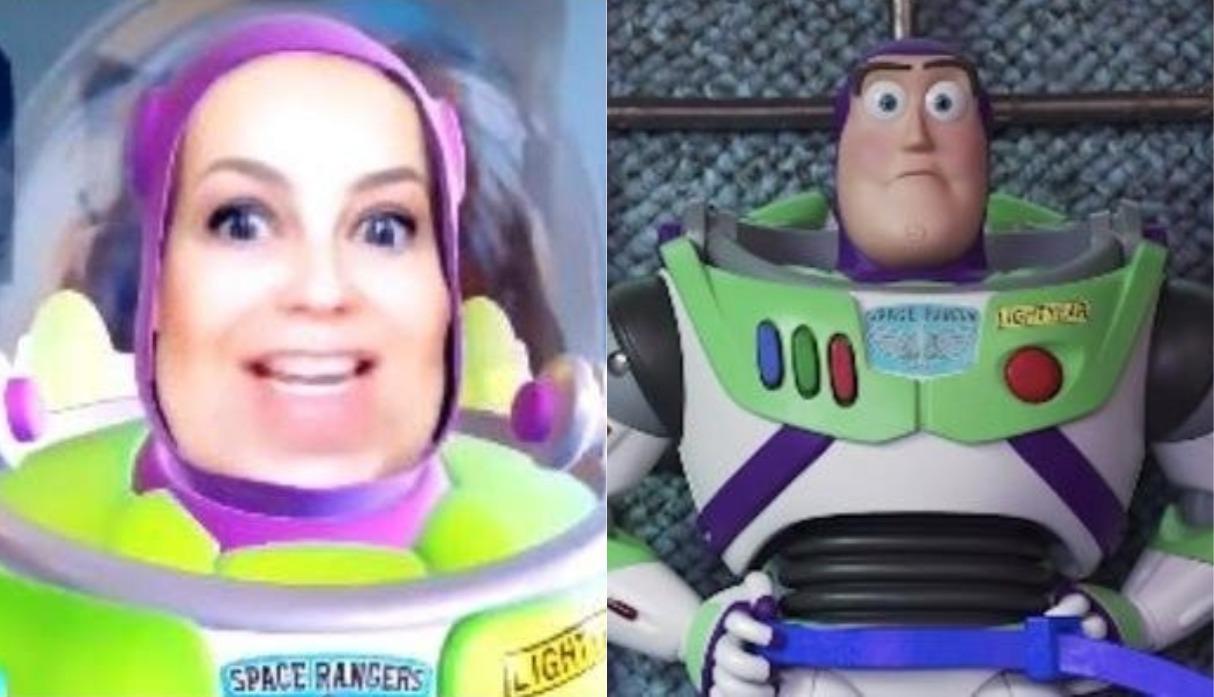 Thalía se suma a la fiebre de “Toy Story 4” e imita a Buzz Lightyear. (Foto: Captura)