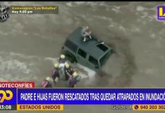 Estados Unidos: Impresionante rescate de padre e hijas atrapados en inundación