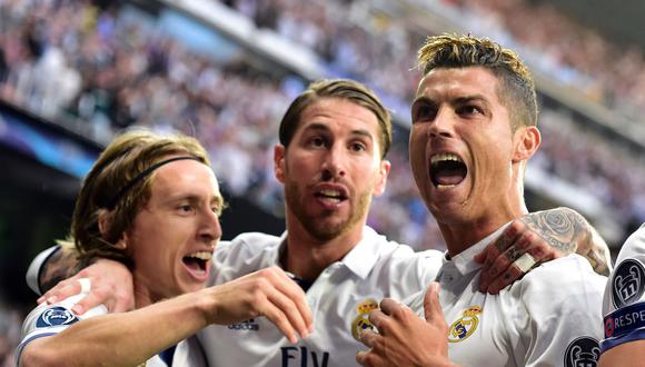 Modric, Ramos y Cristiano Ronado. (Foto: AFP)