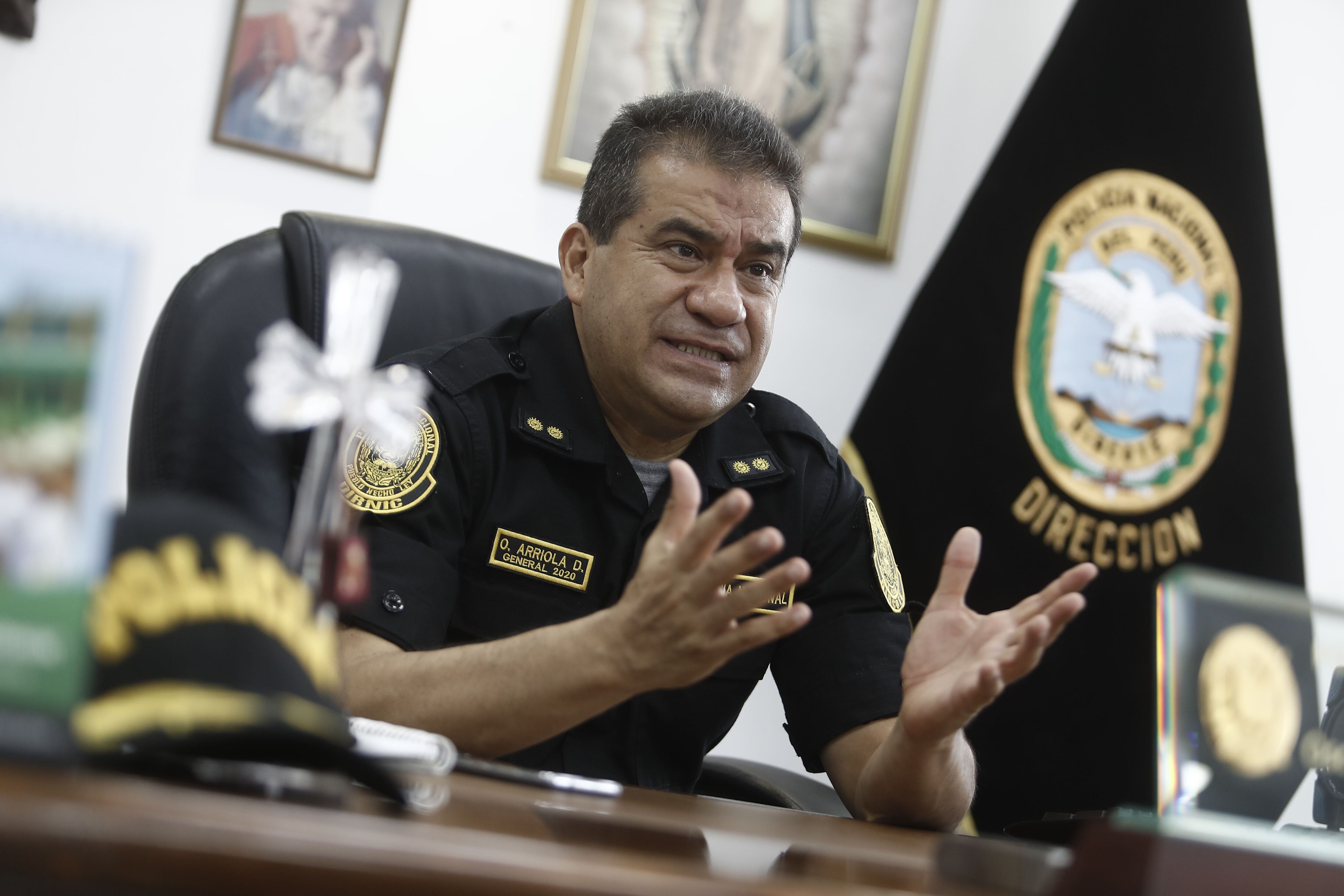 El general PNP, Oscar Arriola, asegura que tarde o temprano van a dar con los responsables de la masacre. (Foto: César Campos)