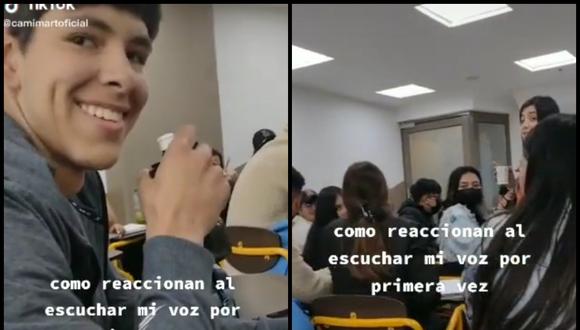 Joven sorprende con su peculiar voz a sus compañeros de la universidad y sus reacciones son furor en redes | VIDEO (Foto: TikTok/@emilianoecheverria).