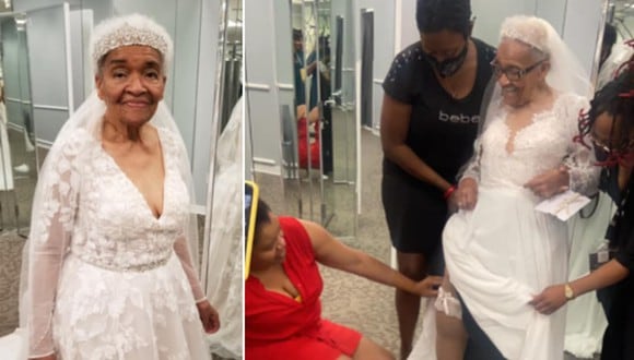 Una abuela de 94 años ha conmovido en Internet luego de conocerse que usó un vestido de novia por primera vez. (Foto: Erica Tucker / Facebook)