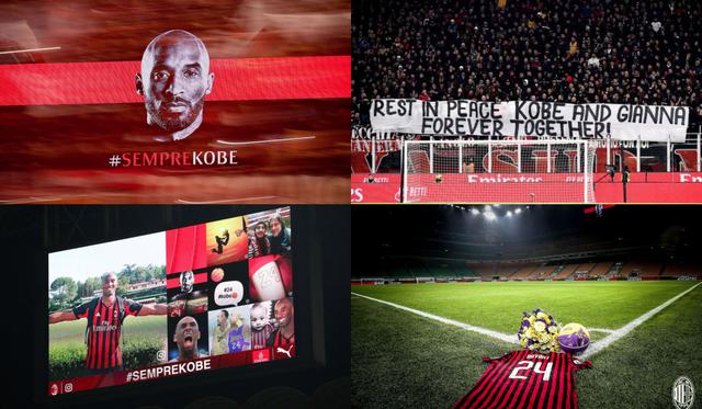 Legendario: AC Milan le rindió un emotivo homenaje a Kobe Bryant durante el partido contra Torino por la Copa Italia [FOTOS]