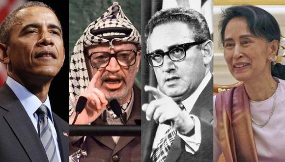 Barack Obama, Yasser Arafat, Henry Kissinger y Aung San Suu Kyi han sido galardonados con el premio Nobel de la Paz.