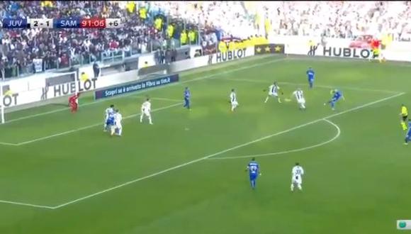 El Sistema de Videoarbitraje anuló un golazo de la Sampdoria a los 93' minutos. De esa manera, la Juventus terminó llevándose la victoria (2-1) en Turín. (Foto: captura de pantalla)