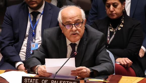 El embajador palestino ante la ONU, Riyad Mansour. (Foto de Charly TRIBALLEAU / AFP)