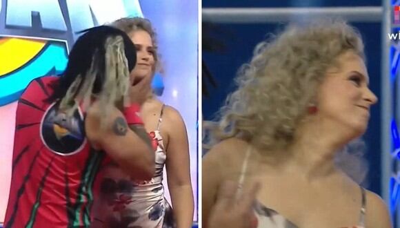 'Zumba' intentó robarle un beso a Rossana en "Esto es Bacán" y ella se molestó. (Foto: captura Willax TV)