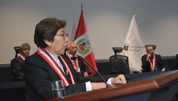La presidenta de la Junta Nacional de Justicia (JNJ), Imelda Tumialán, defendió transparencia de concursos públicos para selección de jueces y fiscales. (Foto: JNJ)