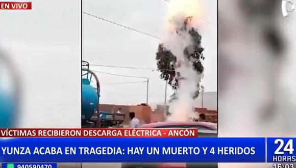 Hombre murió electrocutado debido a que árbol de yunza que hizo contacto con cables de alta tensión en Ancón. (Foto: 24 Horas)