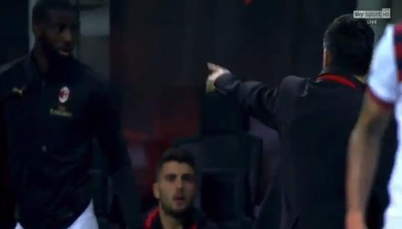 Gattuso y Bakayoko vivieron momento tenso en el último partido del Milan. (Captura: Sky Sports)