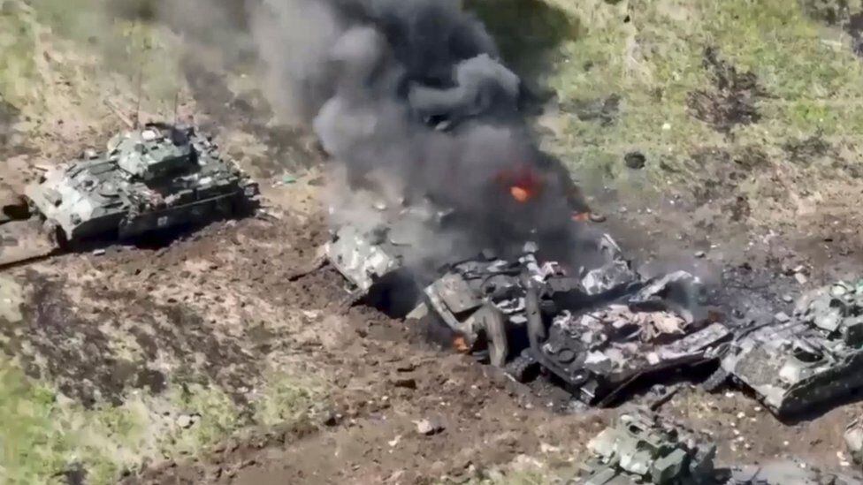 The Russian military claims that several tanks and armored personnel carriers supplied by the West to Ukraine have been destroyed in heavy fighting.